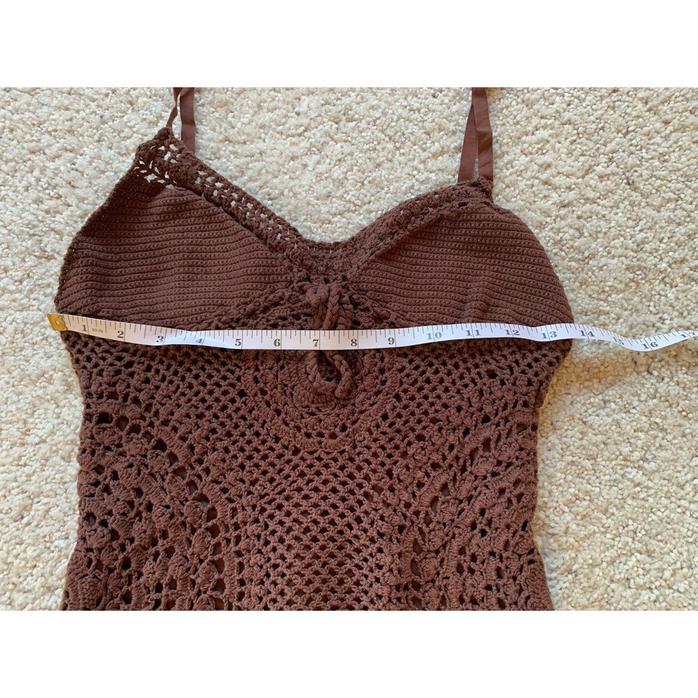 Free People Brown Crochet Mini Tunic Dress - Picture 7 of 8